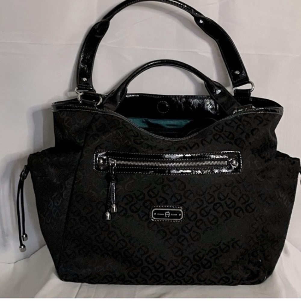 Etienne Aigner large overnight bag canvas patent leather
